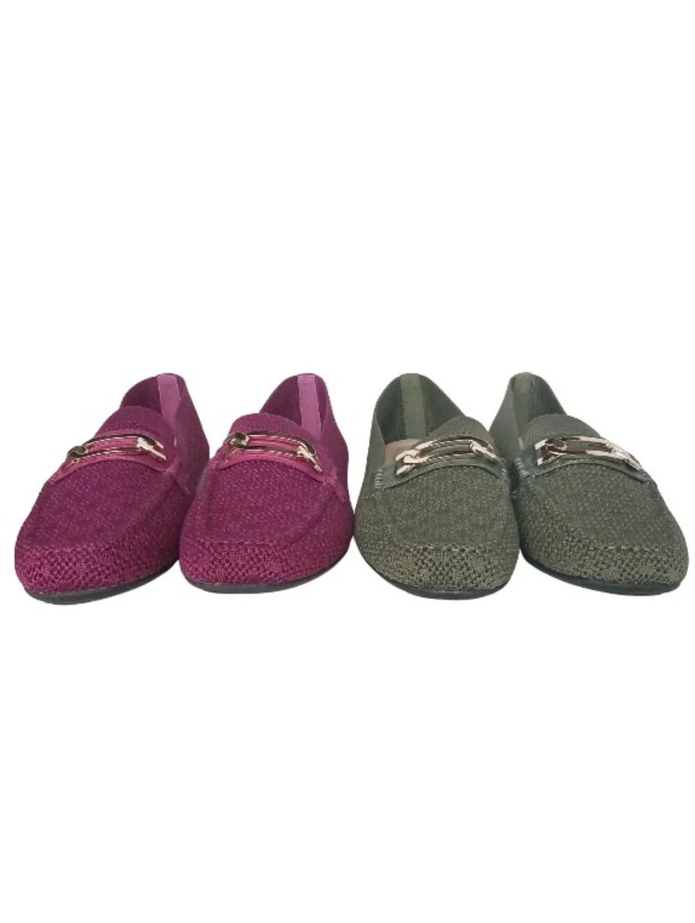 Cato Loafers Women's 10 Green And Purple Knit Slip-on Casual Colorful Shoes